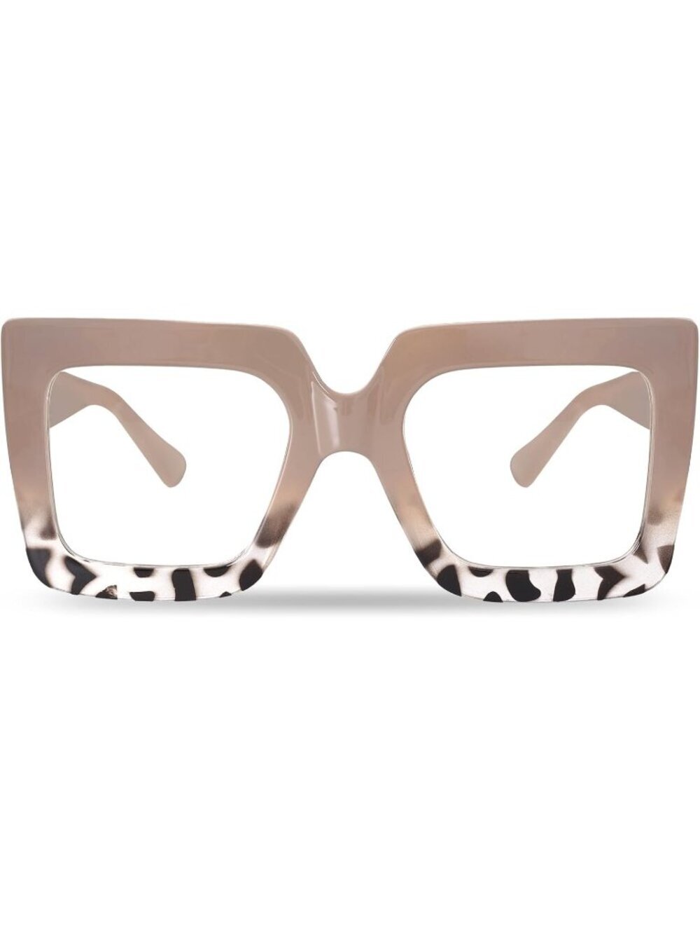 Women's Khaki Oversized Square Big Frame Computer Eyewear Thick Fashion Glasses